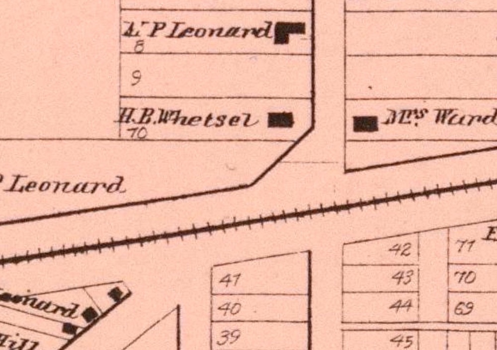 Map showing the Whetsel home in 1869