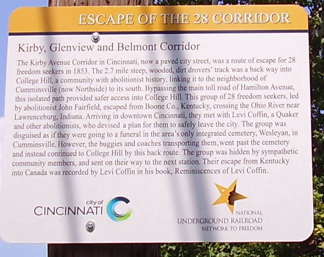 Escape of the 28 Corridor National Underground Railroad Network to Freedom Marker