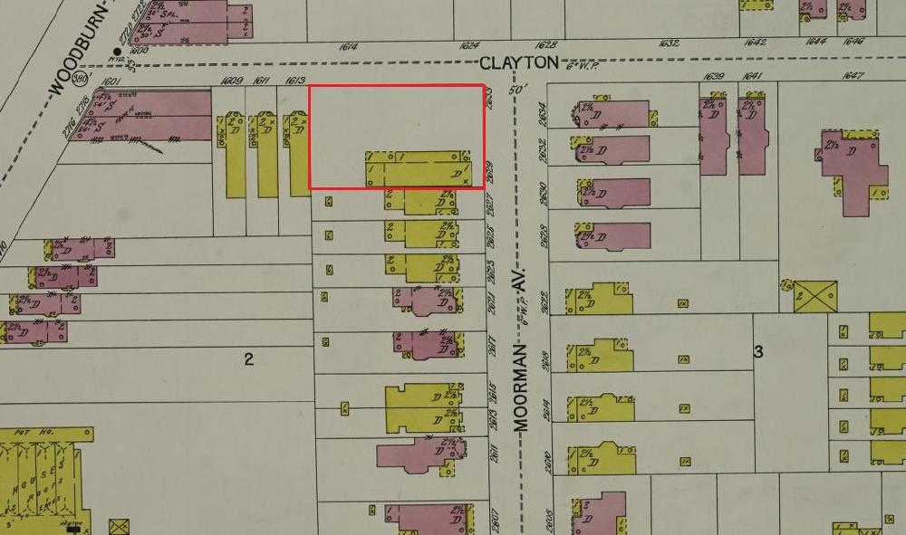 905 Sanborn map showing the Selden’s home at 2629 Moorman Ave in East Walnut Hills