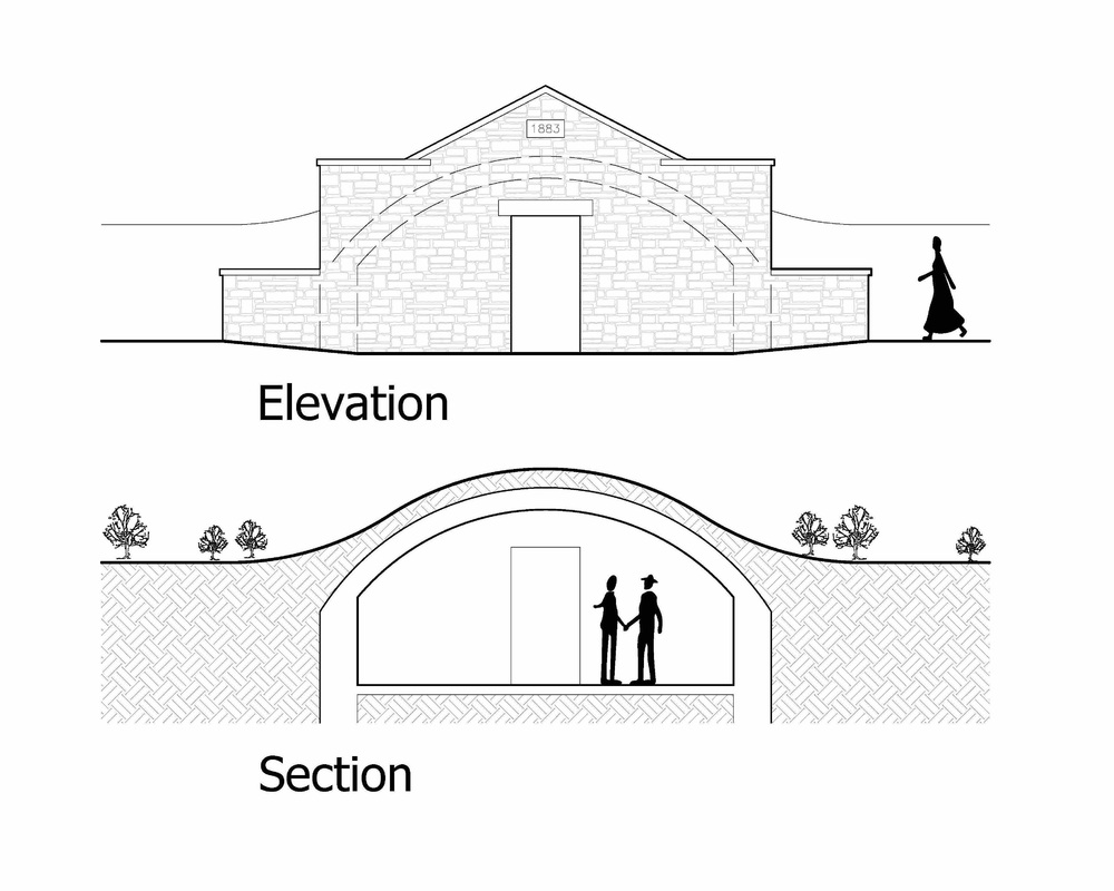 Receiving vault elevation and section