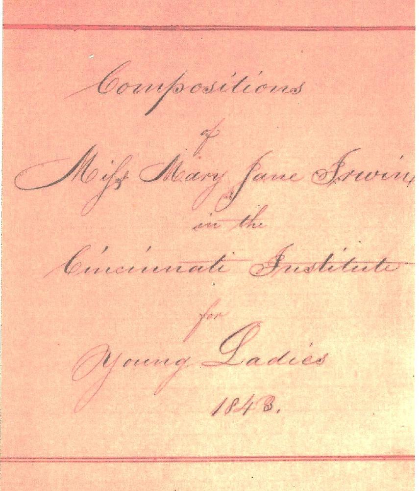 Front of Mary Jane Irwin's journal.