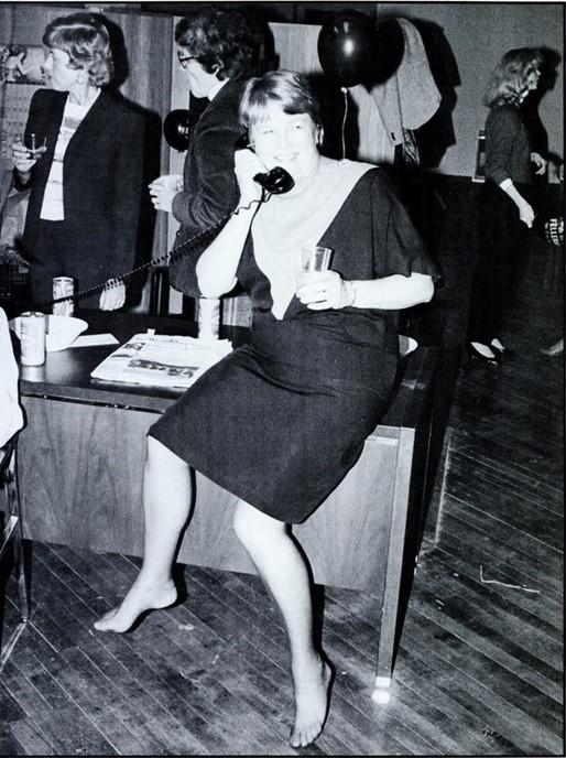 Sally Fellerhoff Celebrating her election to Cincinnati City Council at “Sally’s Alley,” her campaign headquarters, 1983