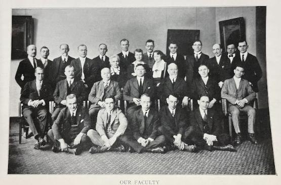 Ely is shown here in the 1921 faculty photo of the Ohio Mechanics Institute. She is the left-most woman standing.