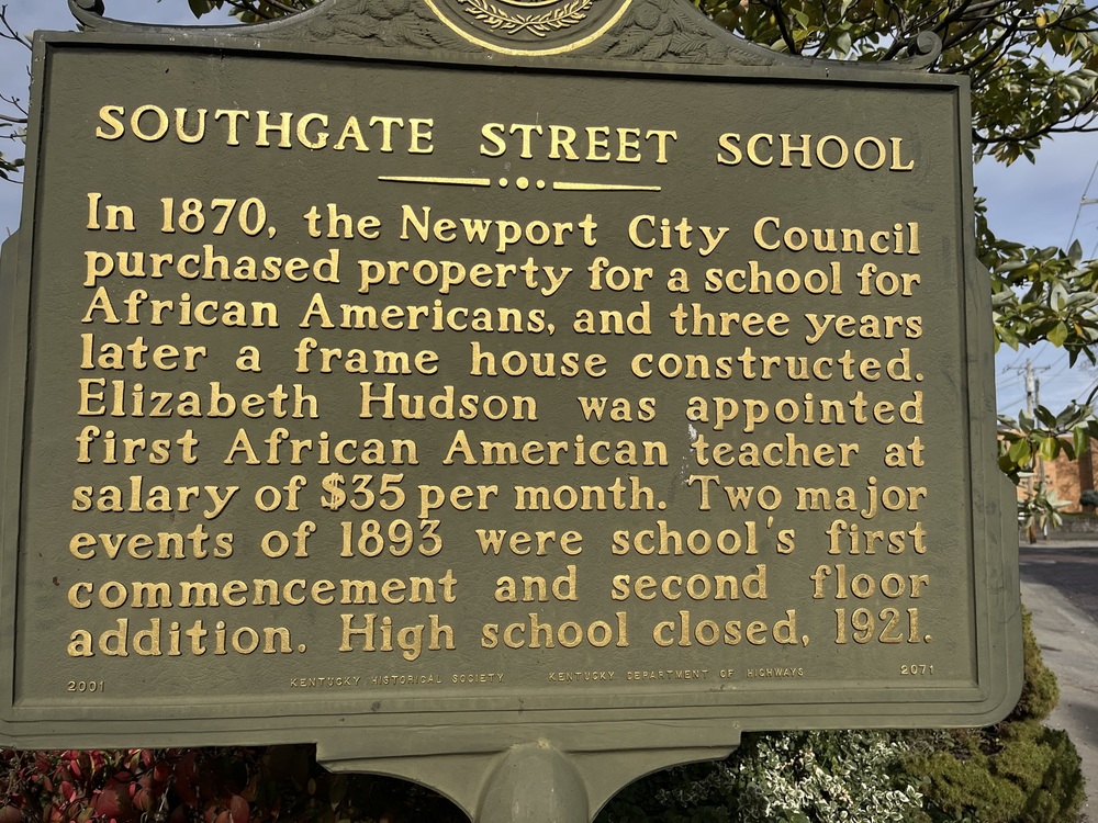 Southgate Street School Historical Marker (Front Side)