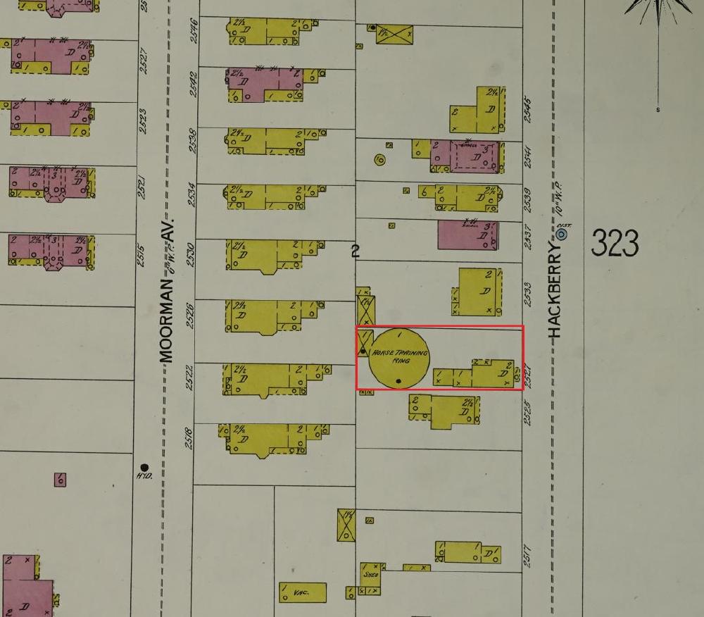 Sanborn map from 1904 showing Stickney’s home at 2527 Hackberry Street in East Walnut Hills