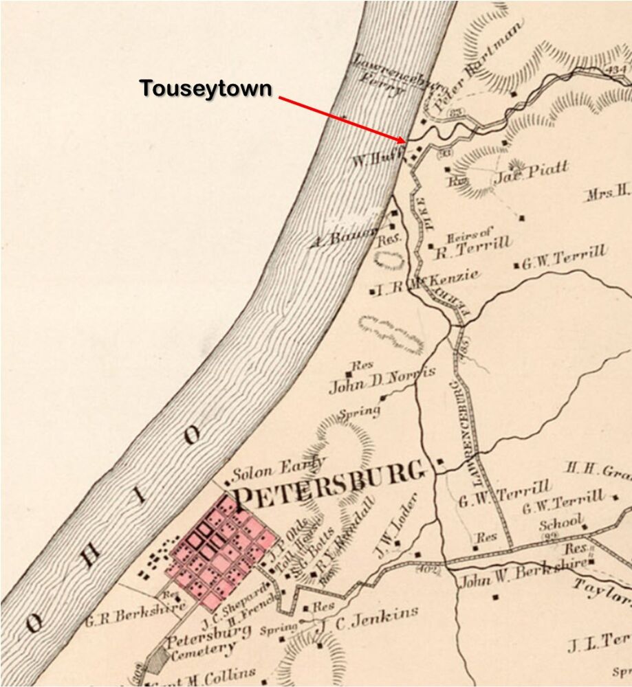 map of Touseytown, KY and environs